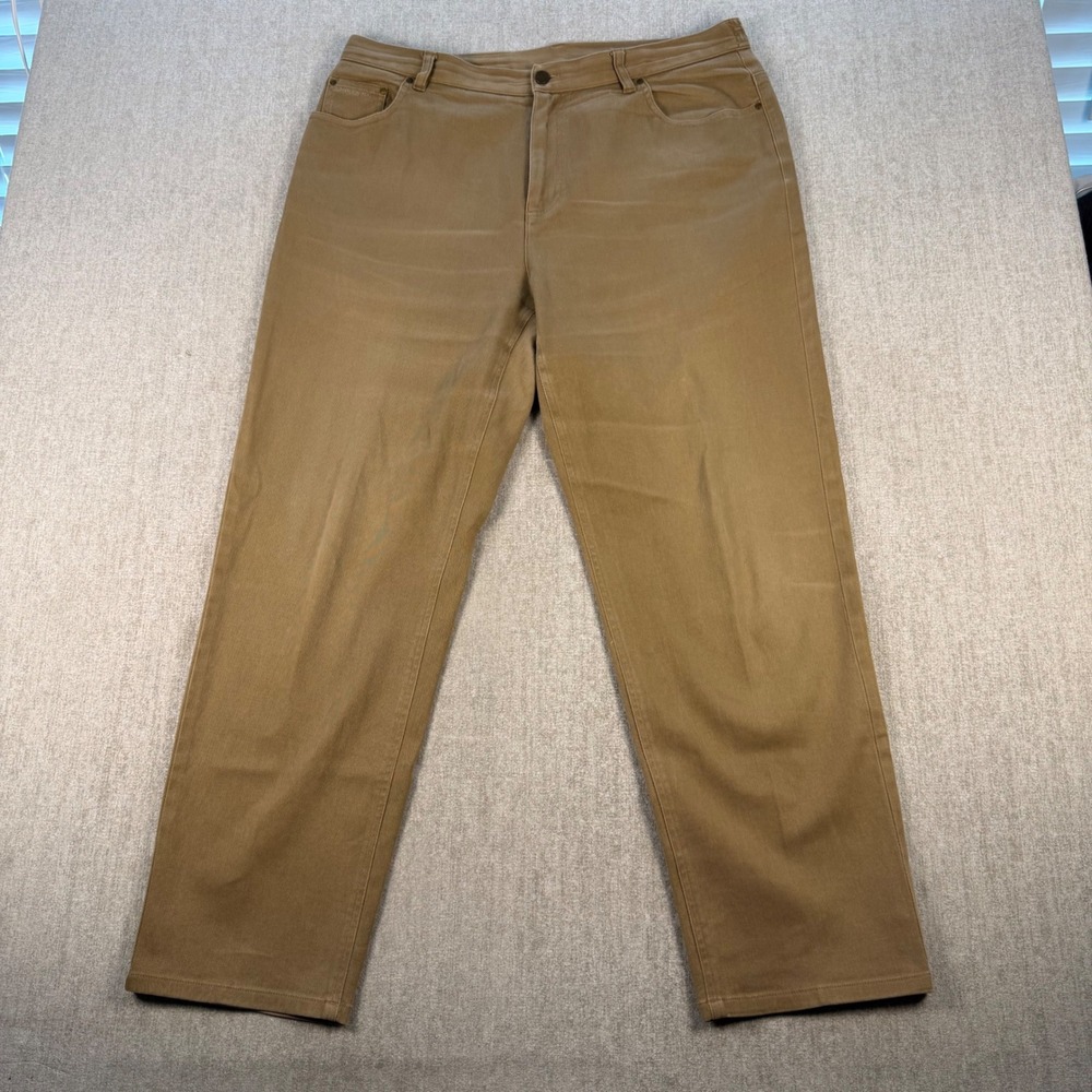 Lauren Ralph Lauren Pants Women 14W Tan Khaki Straight Leg Cotton Stretch